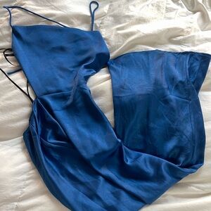NWT Midi Dress. Cobalt Blue. Strappy open back with adjustable tied straps